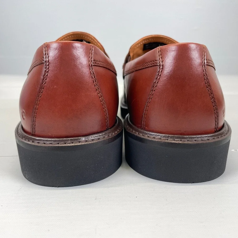 Ecco Metropole London Penny Loafers Mens Size 42 US 8 Brown Leather Dress Shoes